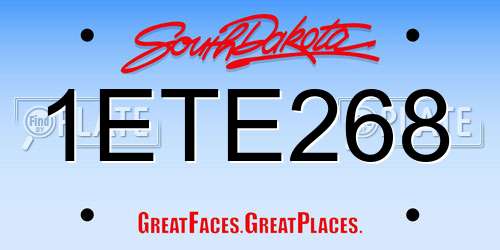 1ETE268 South Dakota License Plate
