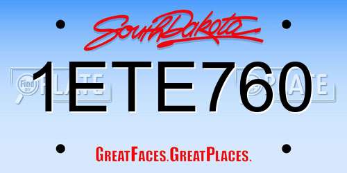 1ETE760 South Dakota License Plate