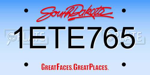 1ETE765 South Dakota License Plate