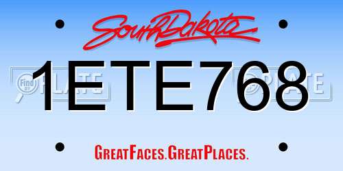 1ETE768 South Dakota License Plate