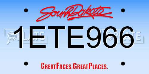 1ETE966 South Dakota License Plate