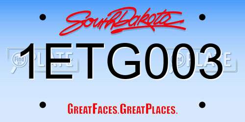 1ETG003 South Dakota License Plate