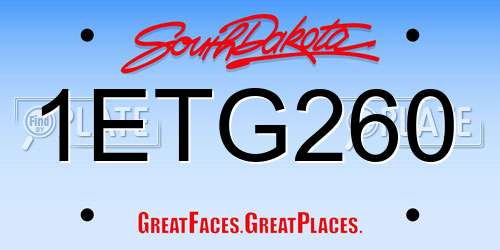 1ETG260 South Dakota License Plate