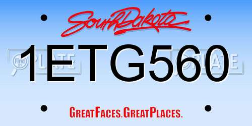 1ETG560 South Dakota License Plate