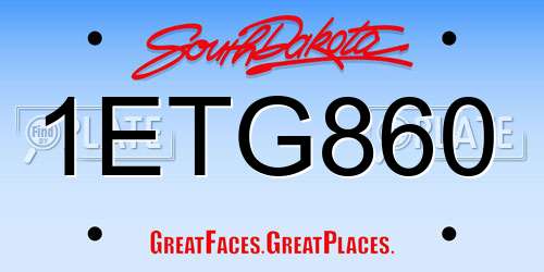 1ETG860 South Dakota License Plate