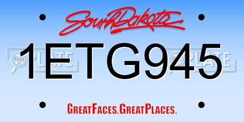 1ETG945 South Dakota License Plate