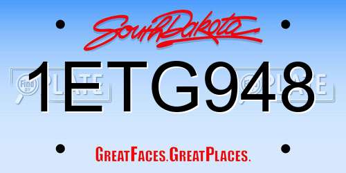 1ETG948 South Dakota License Plate
