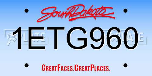 1ETG960 South Dakota License Plate