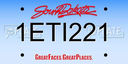 1ETI221 South Dakota License Plate