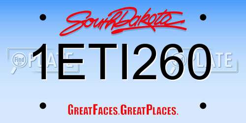 1ETI260 South Dakota License Plate