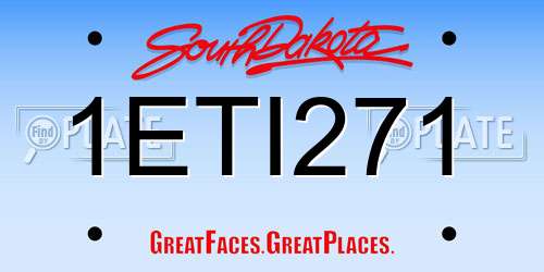 1ETI271 South Dakota License Plate