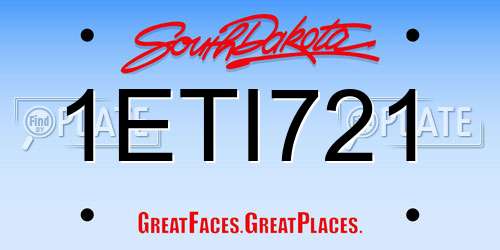 1ETI721 South Dakota License Plate