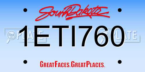 1ETI760 South Dakota License Plate