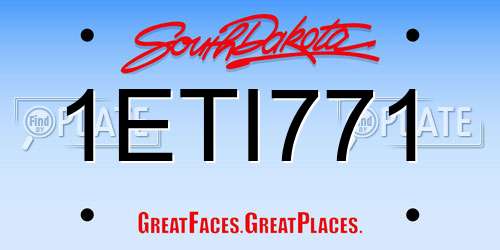 1ETI771 South Dakota License Plate