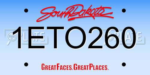 1ETO260 South Dakota License Plate
