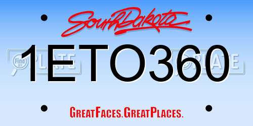 1ETO360 South Dakota License Plate