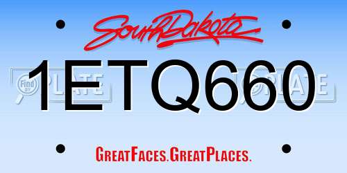 1ETQ660 South Dakota License Plate