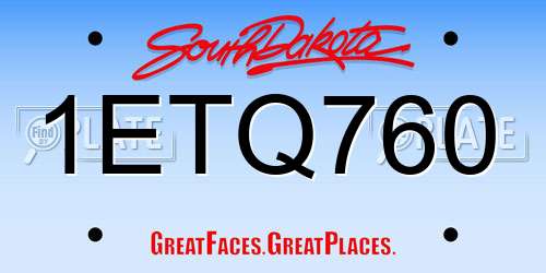 1ETQ760 South Dakota License Plate
