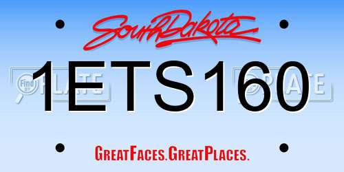 1ETS160 South Dakota License Plate