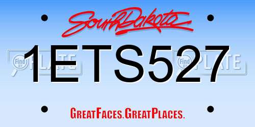 1ETS527 South Dakota License Plate