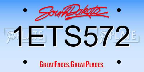 1ETS572 South Dakota License Plate