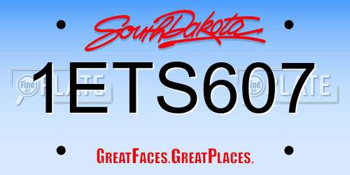 1ETS607 South Dakota License Plate
