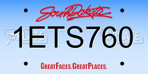 1ETS760 South Dakota License Plate