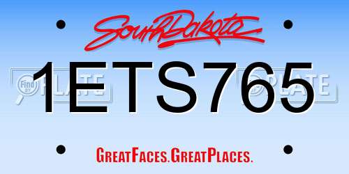 1ETS765 South Dakota License Plate