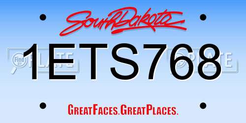 1ETS768 South Dakota License Plate