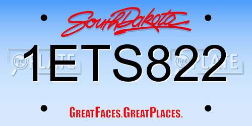 1ETS822 South Dakota License Plate