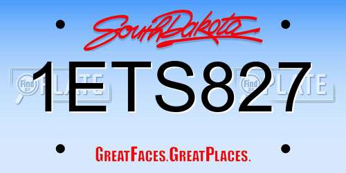 1ETS827 South Dakota License Plate