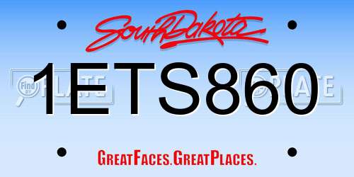 1ETS860 South Dakota License Plate