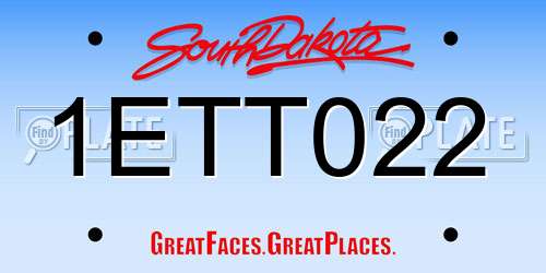 1ETT022 South Dakota License Plate