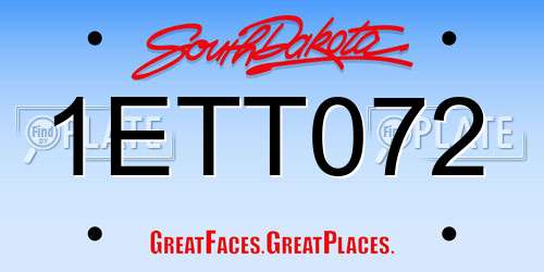 1ETT072 South Dakota License Plate