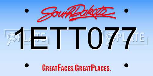 1ETT077 South Dakota License Plate
