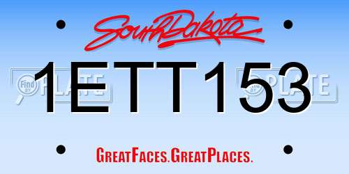 1ETT153 South Dakota License Plate