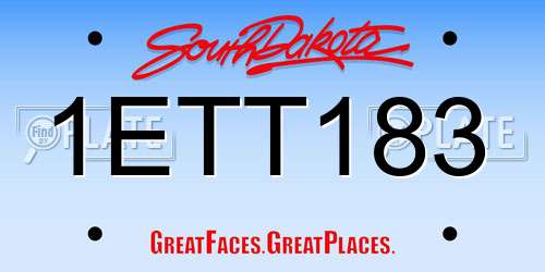 1ETT183 South Dakota License Plate
