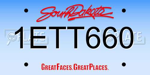 1ETT660 South Dakota License Plate