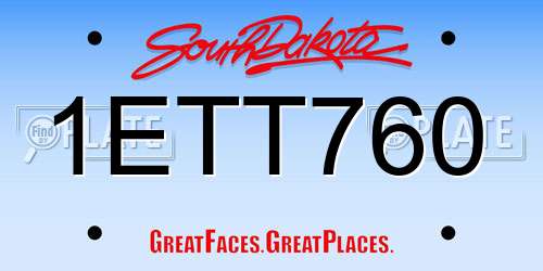 1ETT760 South Dakota License Plate