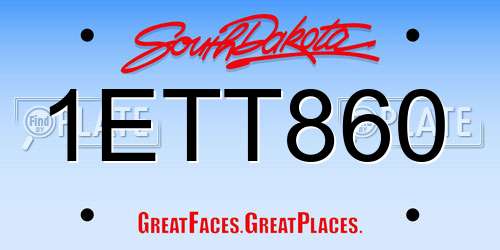 1ETT860 South Dakota License Plate