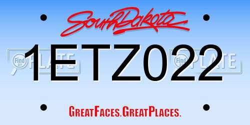 1ETZ022 South Dakota License Plate