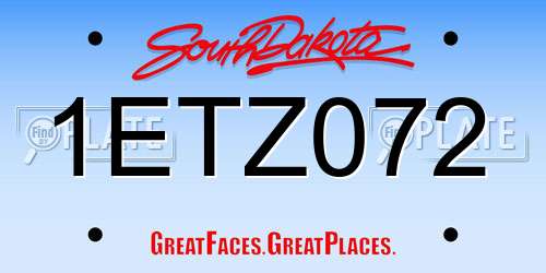 1ETZ072 South Dakota License Plate
