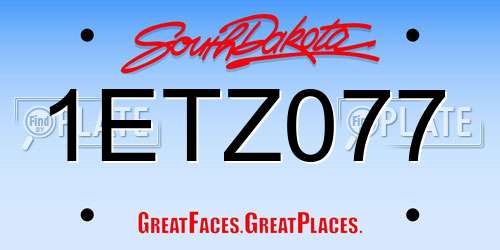 1ETZ077 South Dakota License Plate