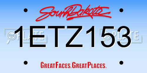 1ETZ153 South Dakota License Plate