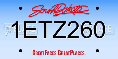 1ETZ260 South Dakota License Plate