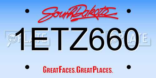 1ETZ660 South Dakota License Plate
