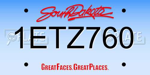 1ETZ760 South Dakota License Plate
