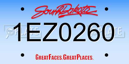 1EZ0260 South Dakota License Plate