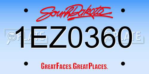 1EZ0360 South Dakota License Plate