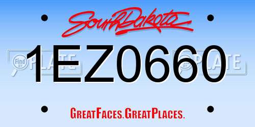 1EZ0660 South Dakota License Plate